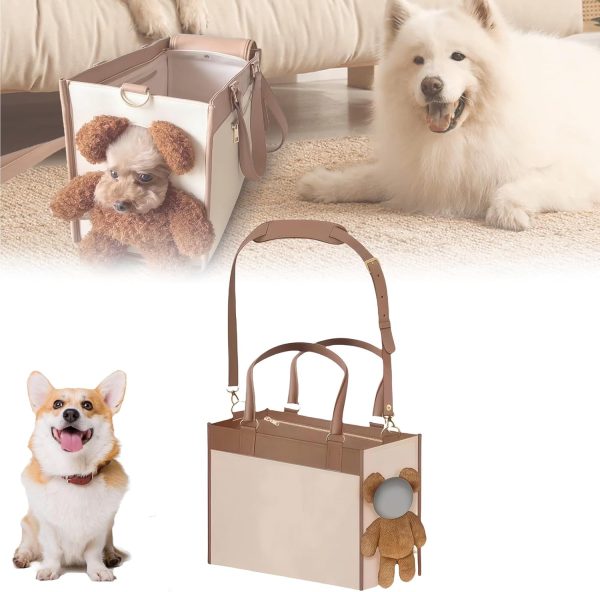 Fashionable Small Dog Carrier, Carrier Pu Leather Dog Purse, Convenient Pet Tote for Small and Medium Sized Dogs and Cats, Puppy Bag Stylish Pet Handbag for Going Out and Travel (M)